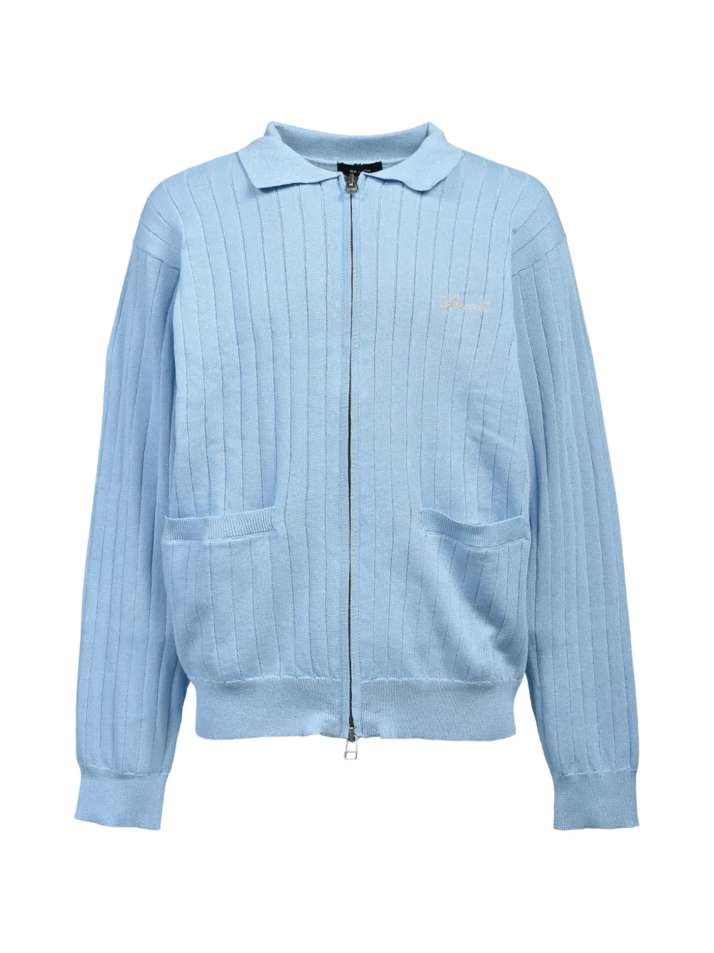 BREATH ribbed zip-up cardigan - Blu