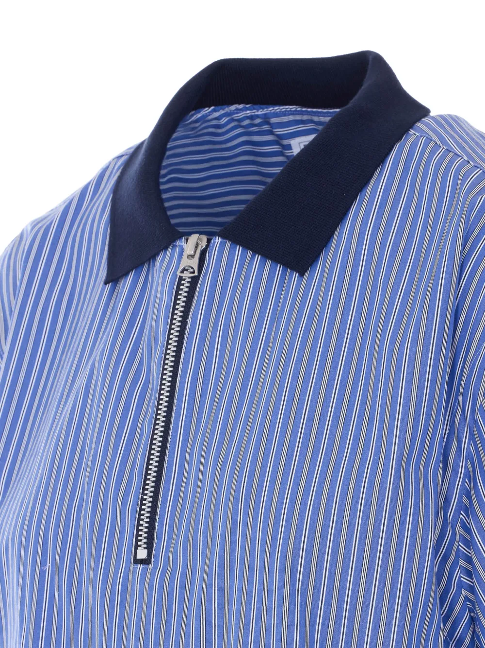 Sacai Striped Zip Polo Shirt | Blue | FARFETCH JO