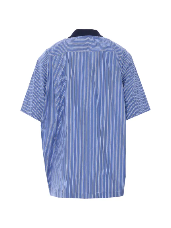 Sacai Striped Zip Polo Shirt | Blue | FARFETCH HK
