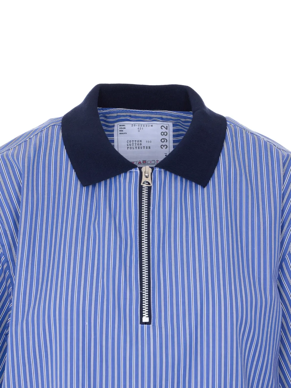 Sacai Striped Zip Polo Shirt | Blue | FARFETCH JO
