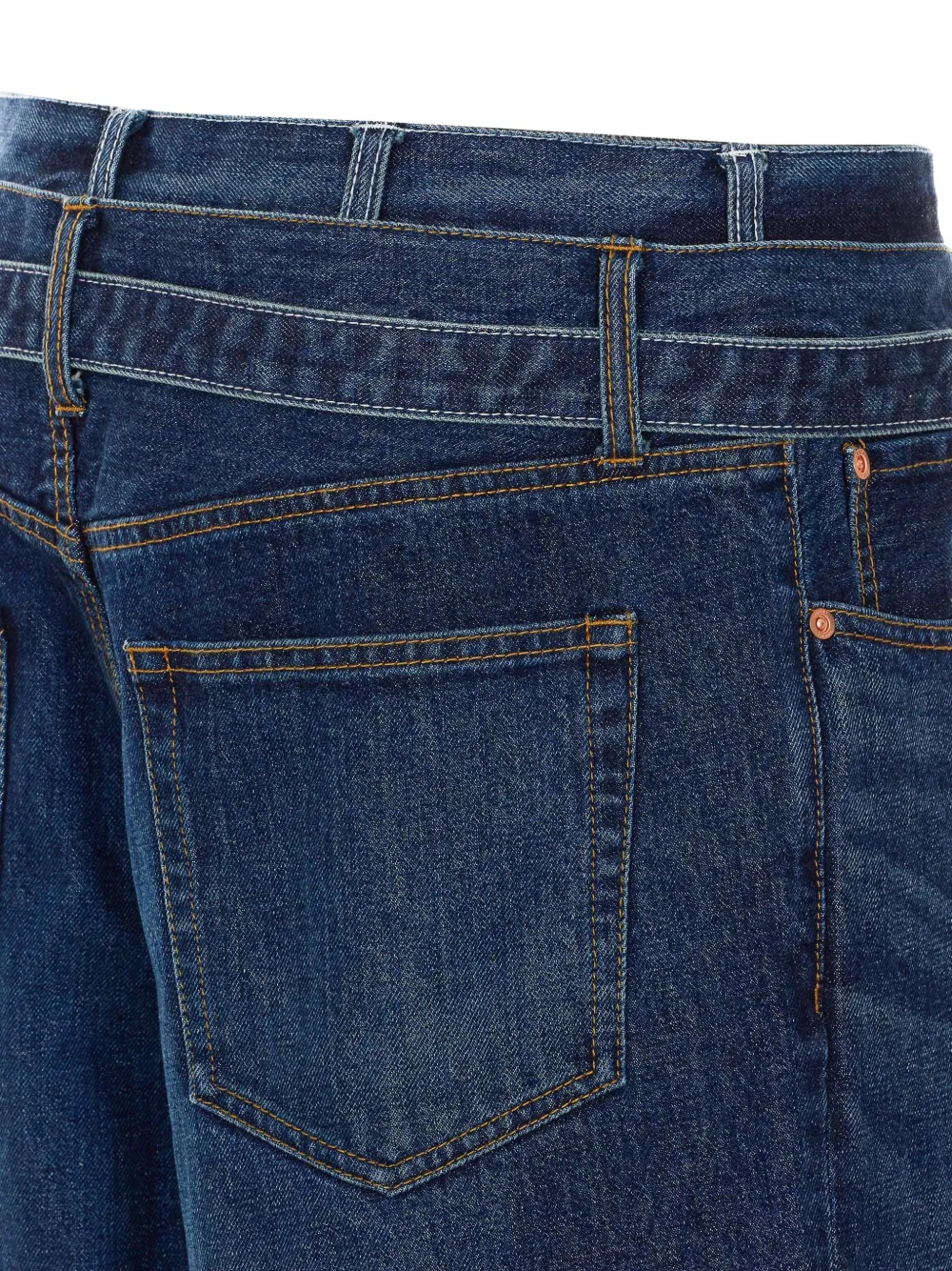 sacai Jeans met wijde pijpen en ceintuur Blauw
