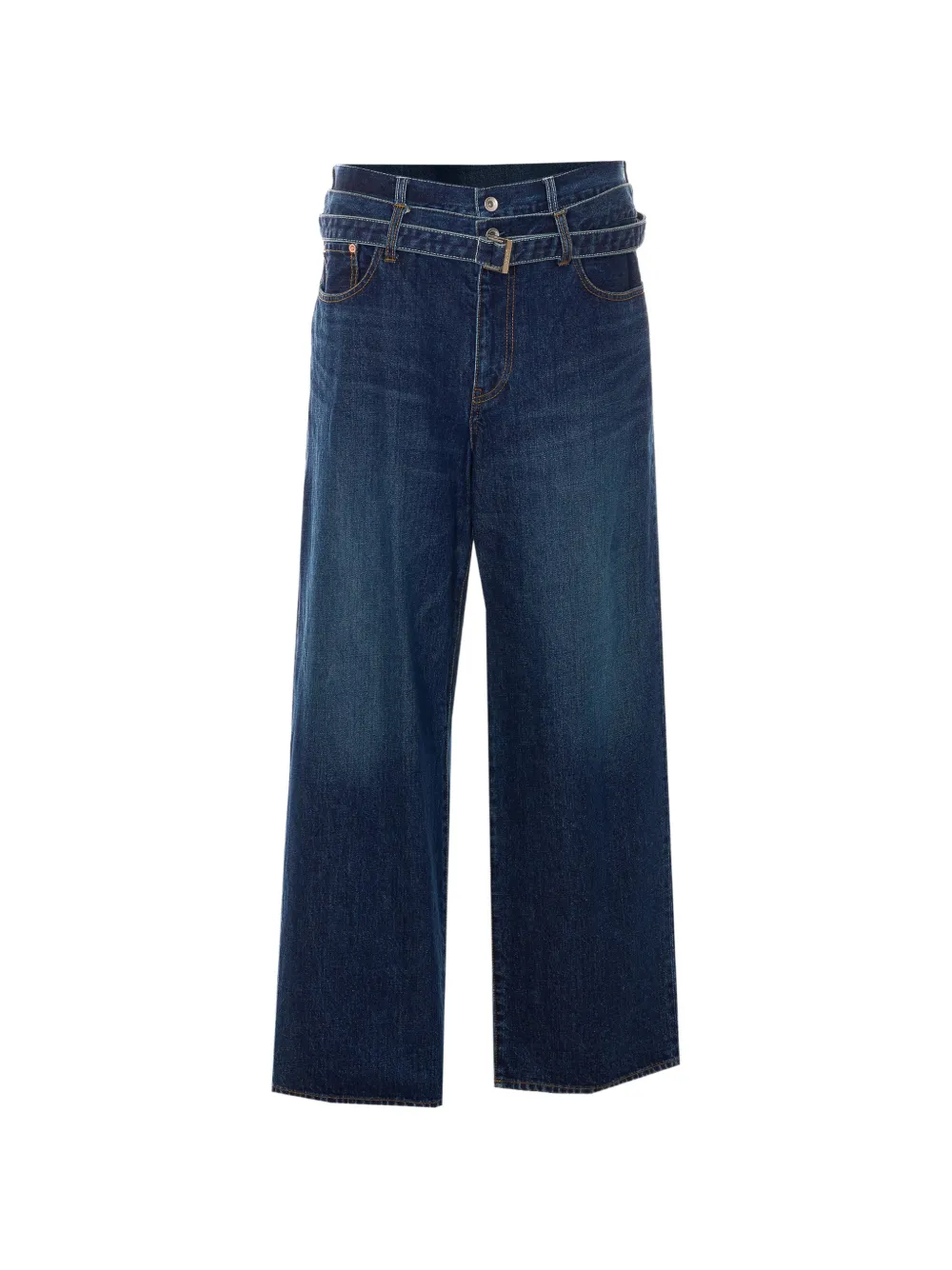 sacai belt wide jeans - Blu