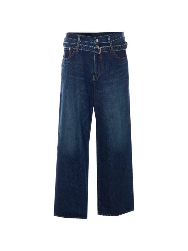 sacai classic ワイドデニムパンツ Sacai ワイドジーンズ | ブルー | FARFETCH JP