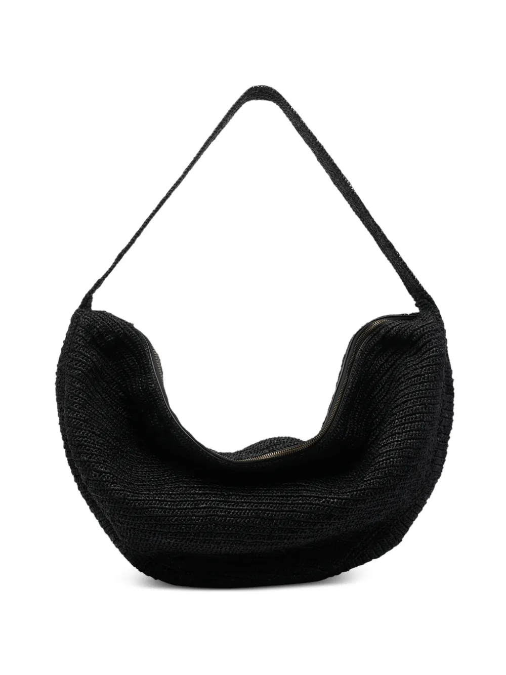 IBELIV Vibe zip raffia shoulder bag - Nero