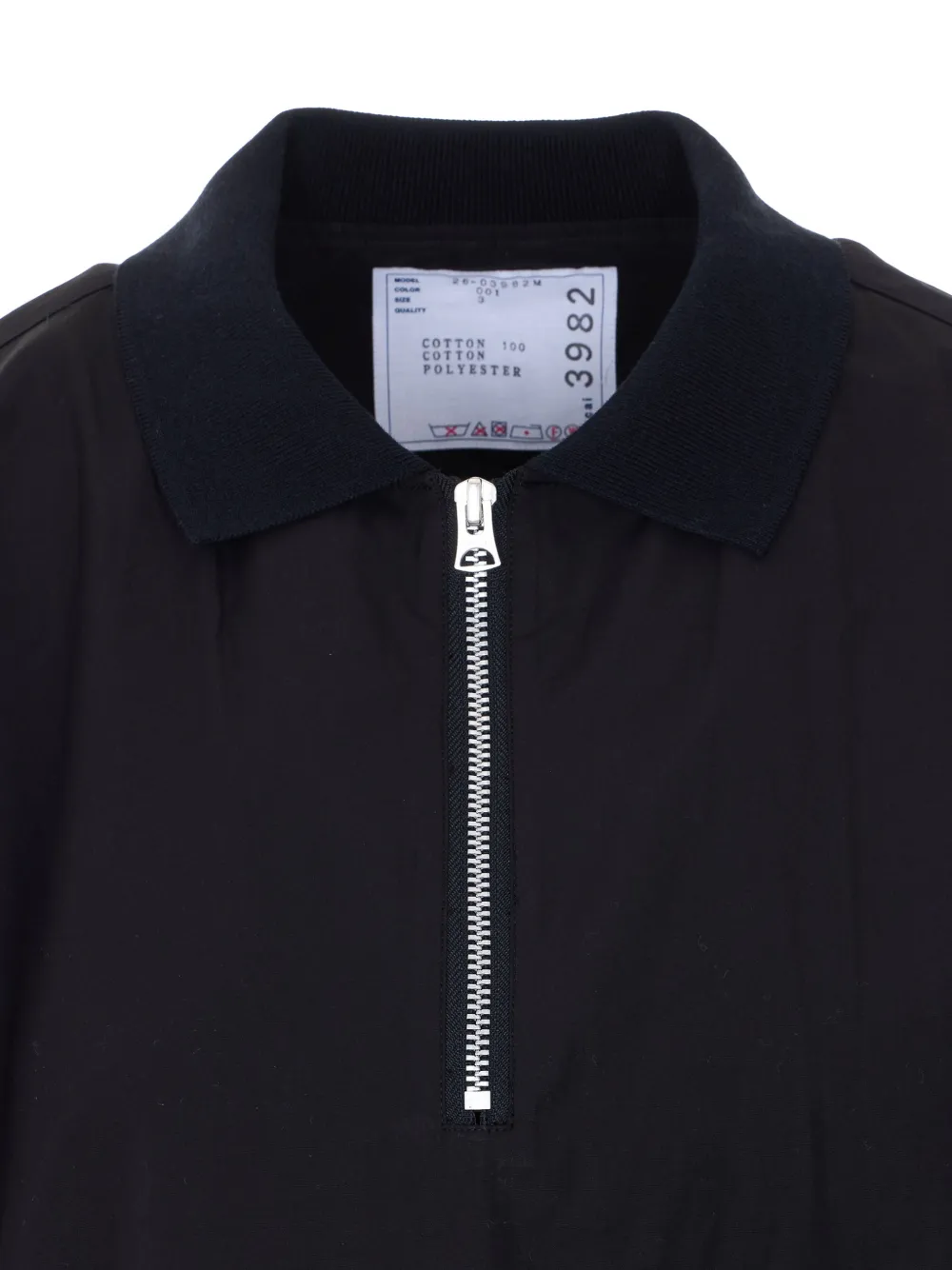 sacai Poloshirt met rits en korte mouwen Zwart