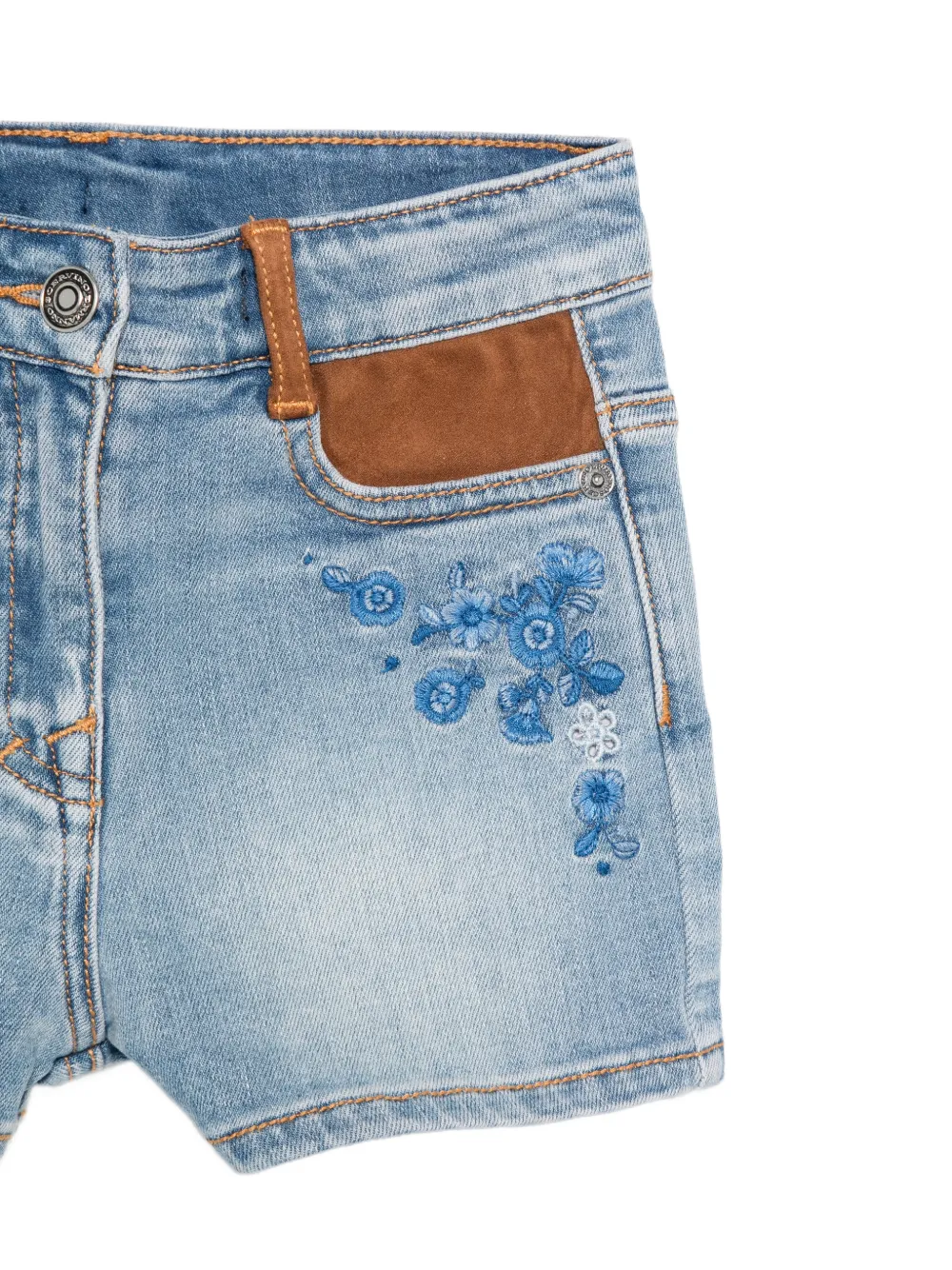  Ermanno Scervino Junior Floral-embroidered Shorts - Blue 