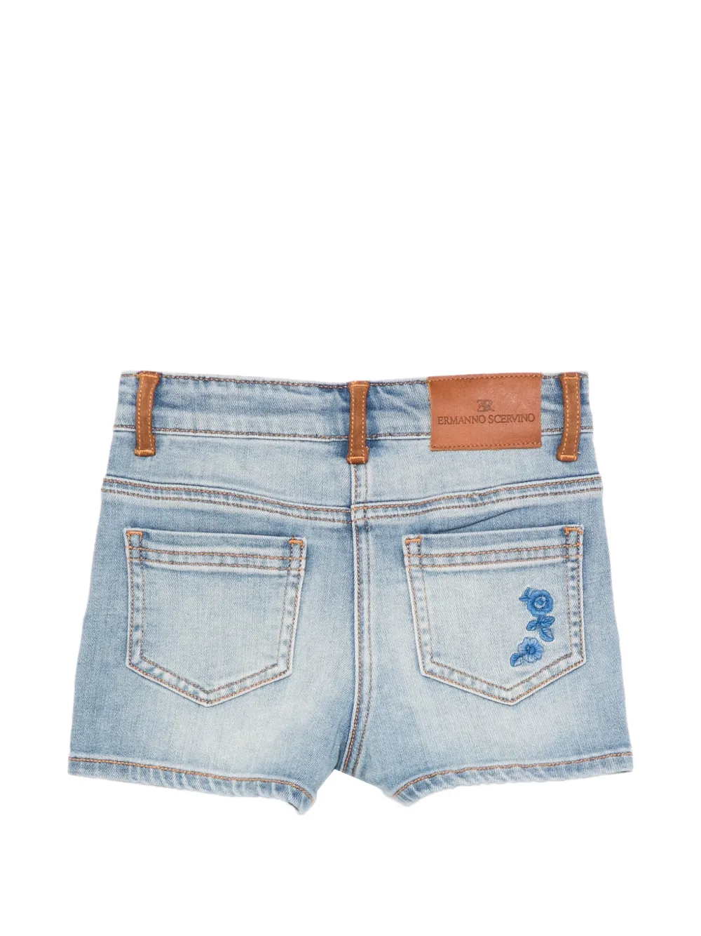  Ermanno Scervino Junior Floral-embroidered Shorts - Blue 