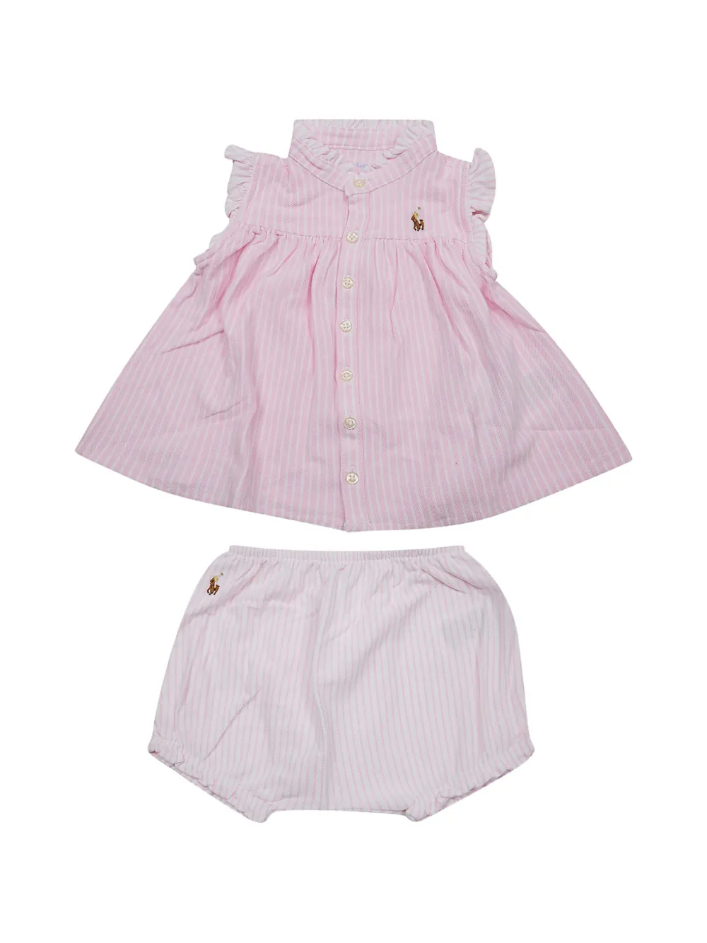 POLO RALPH LAUREN KIDS striped ruffle two piece suit - Rosa