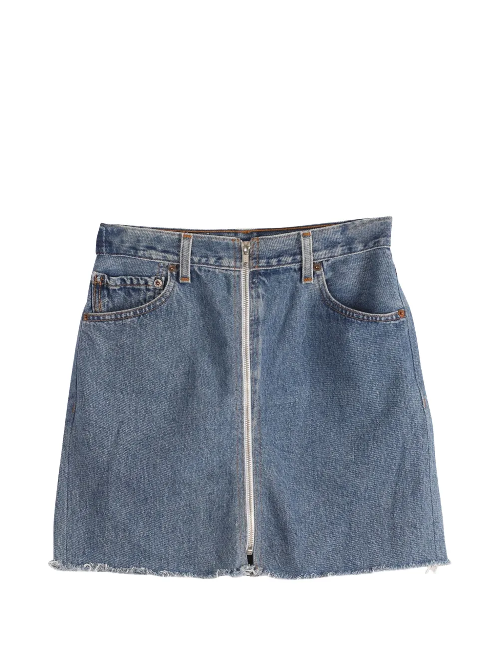 RE/DONE customised Levi’s front-zip mini denim skirt - Blu