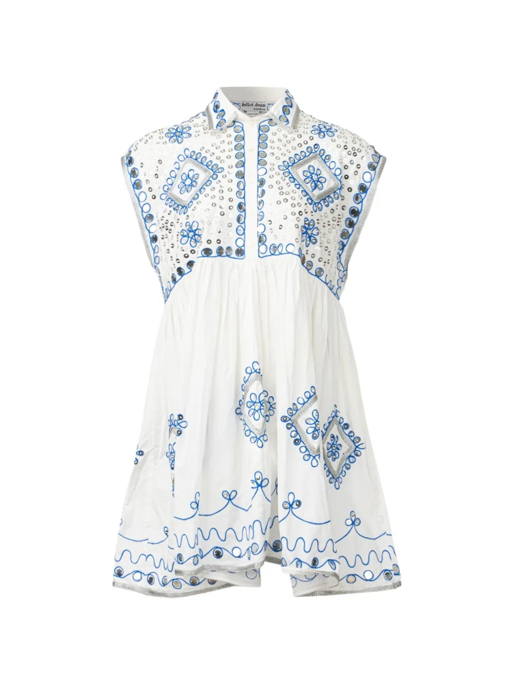 Juliet Dunn mirror-embellished mini shirt dress - Bianco