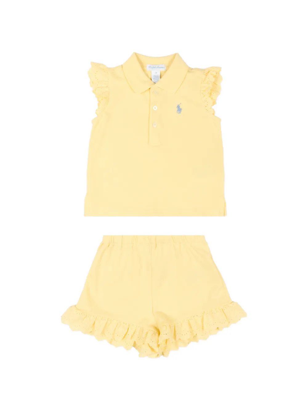 POLO RALPH LAUREN KIDS ruffled polo shirt and shorts set - Giallo