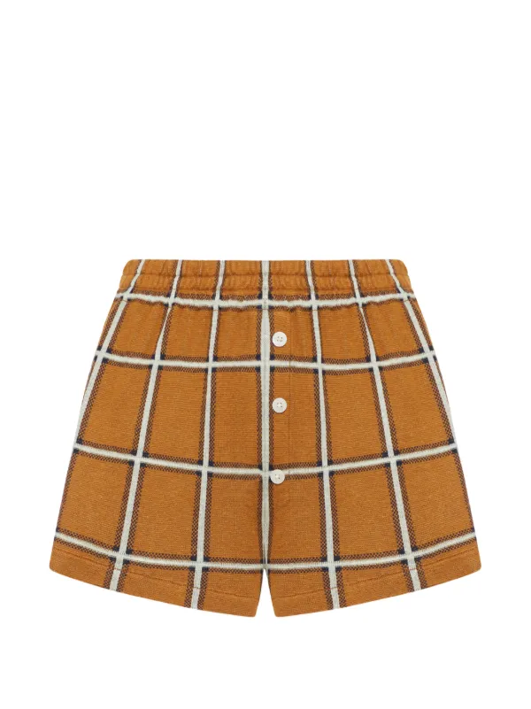 Guest In Residence Picnic Plaid Knitted Shorts in Brown