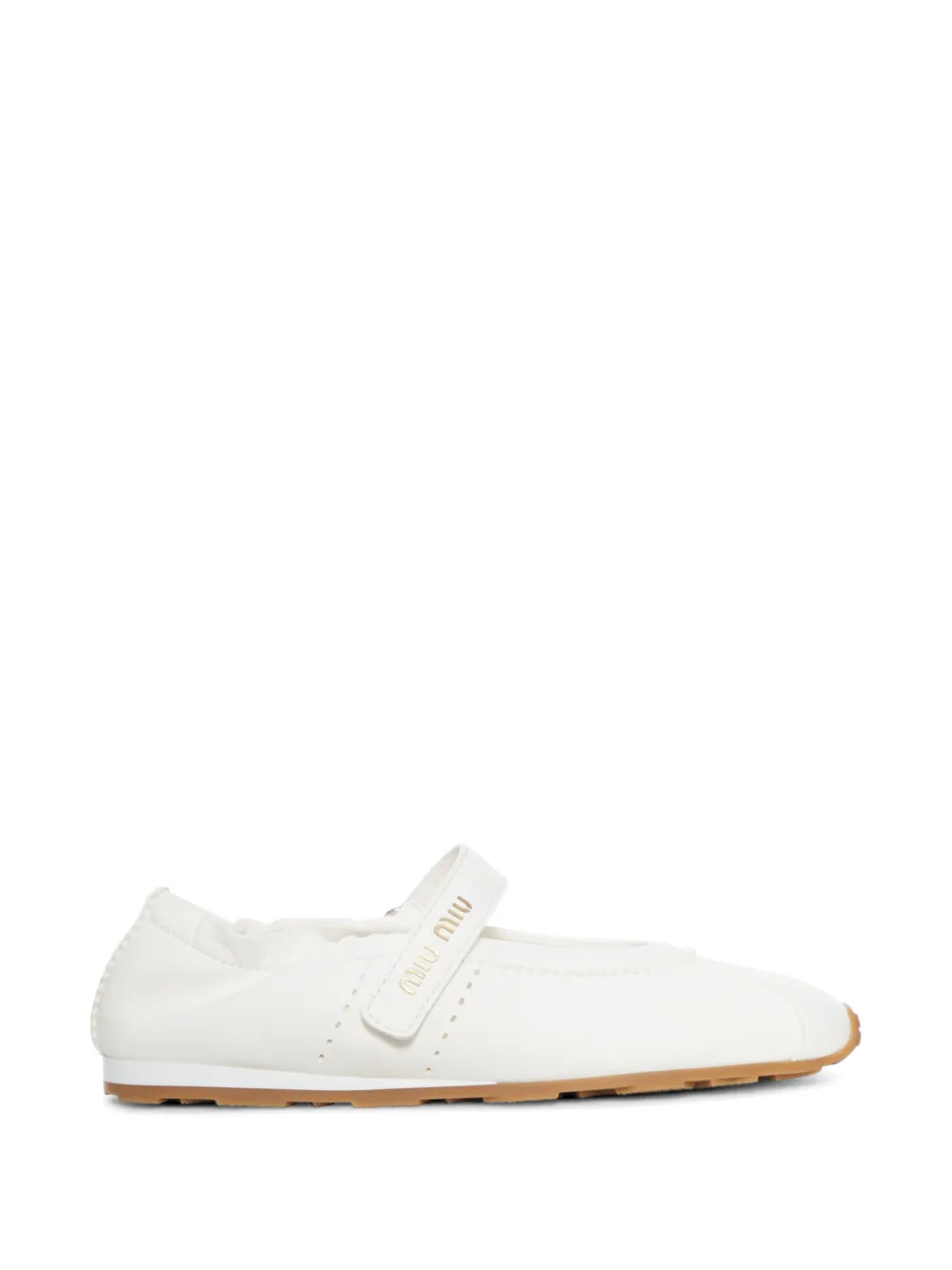 Miu Miu logo-strap ballet flats - Bianco