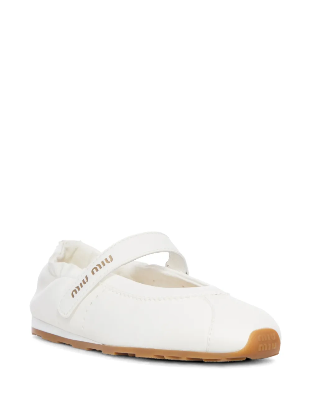 Miu logo-strap ballet flats Wit