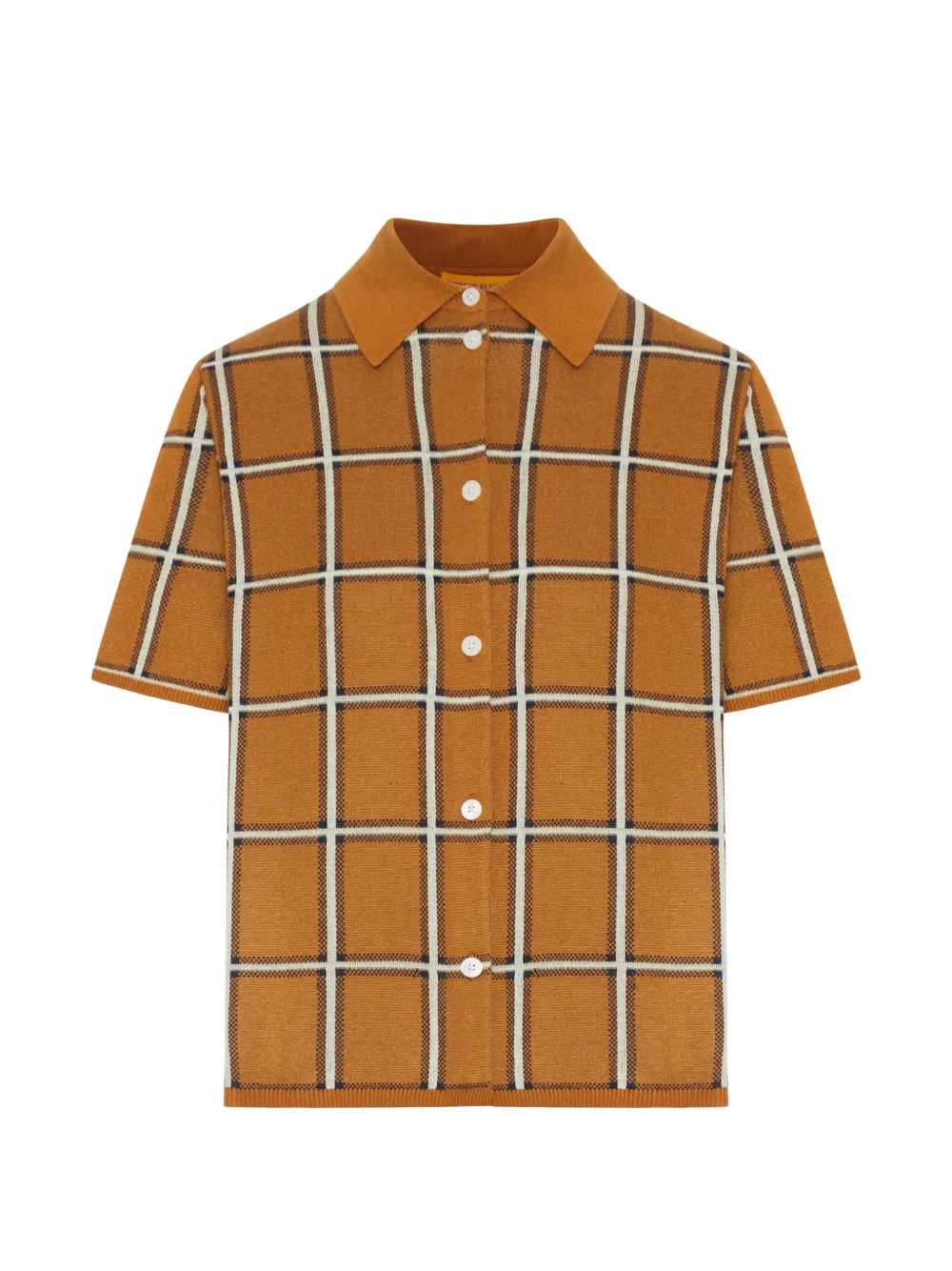 Guest In Residence checked collared top - Arancione