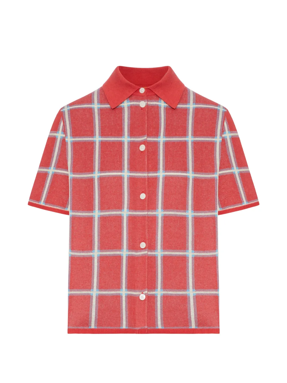 Guest In Residence plaid collared silk top - Rosso