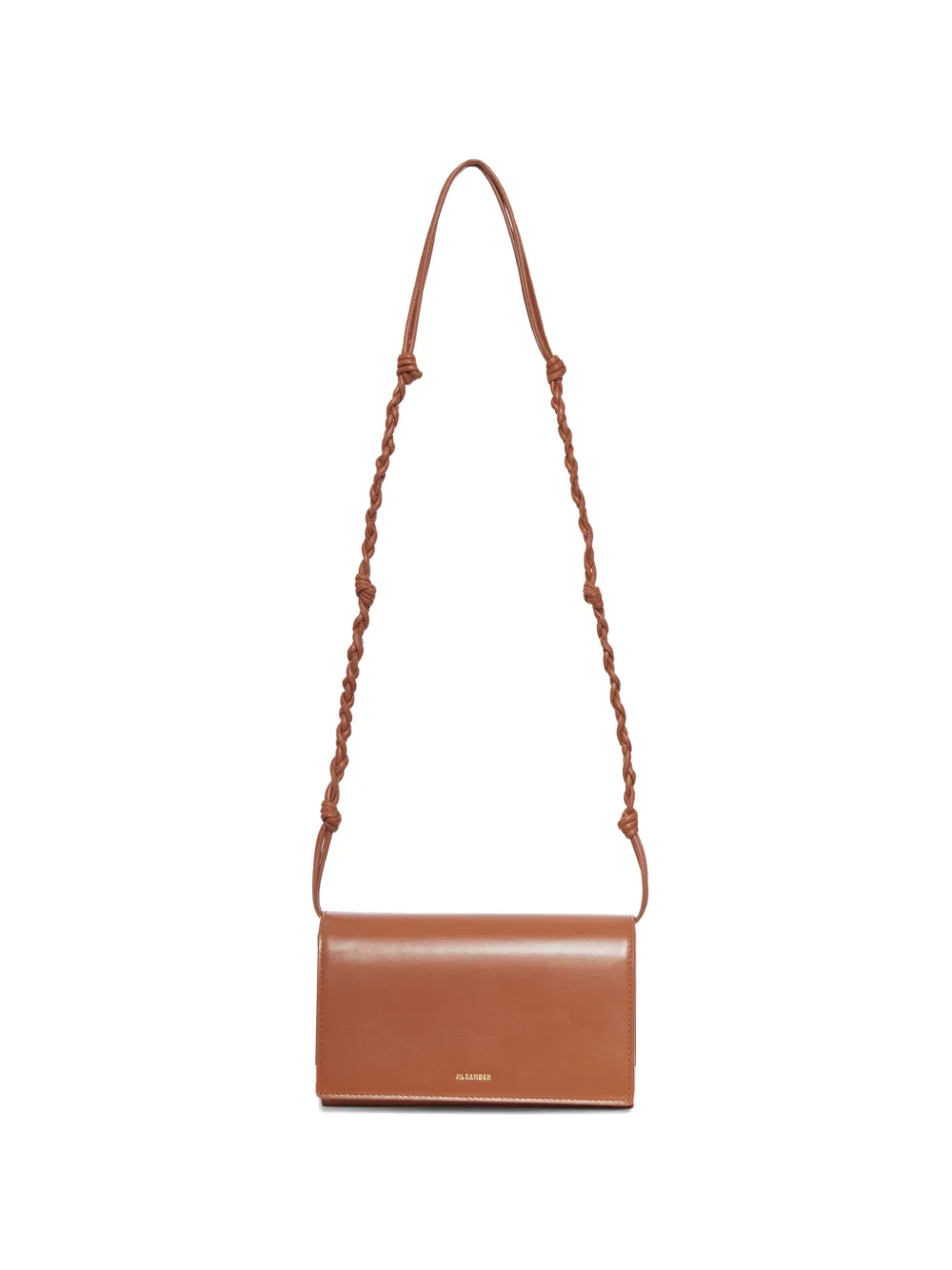 Jil Sander Tangle braided leather crossbody bag - Marrone