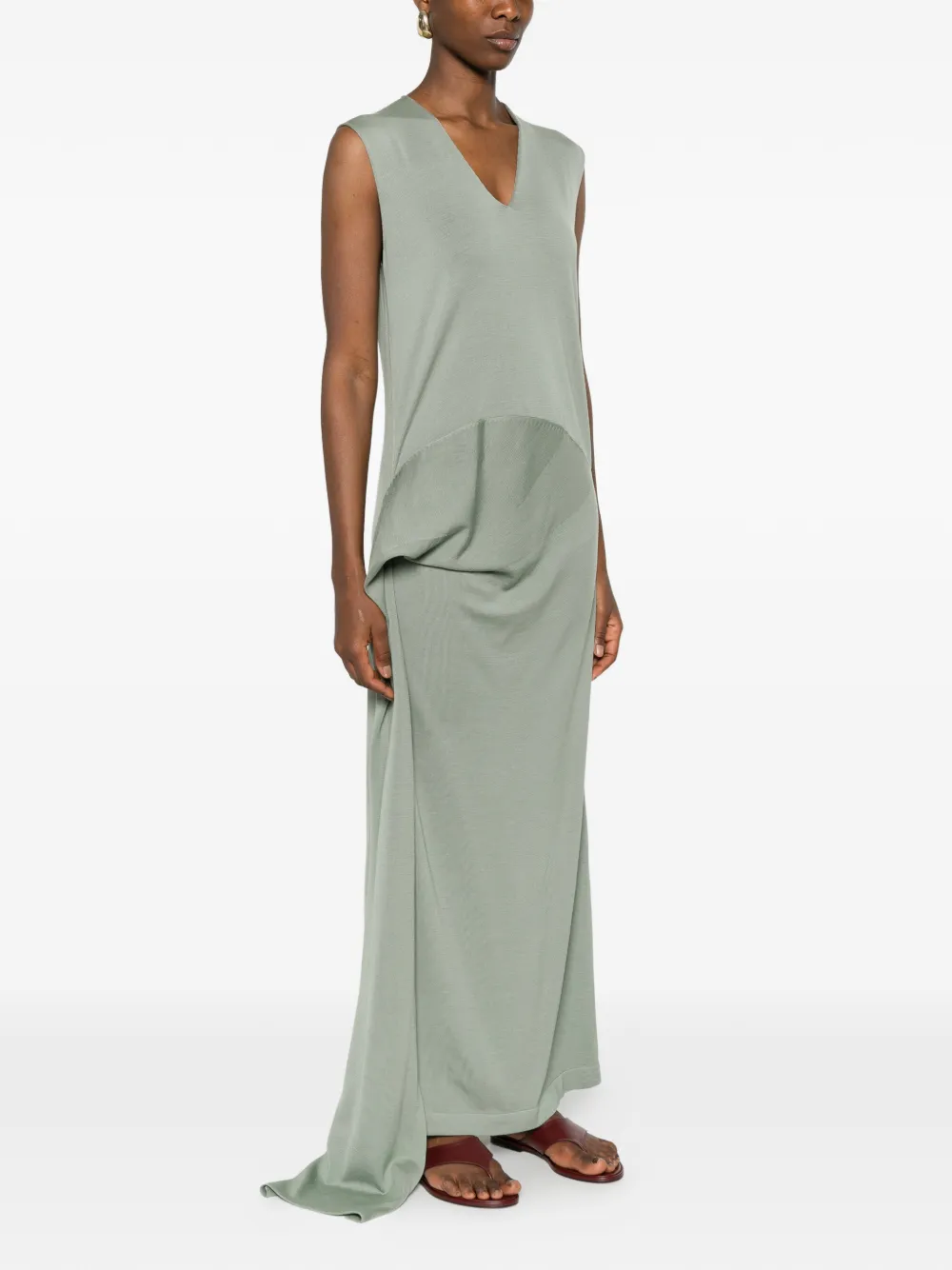 Jil Sander Gedrapeerde maxi-jurk Groen