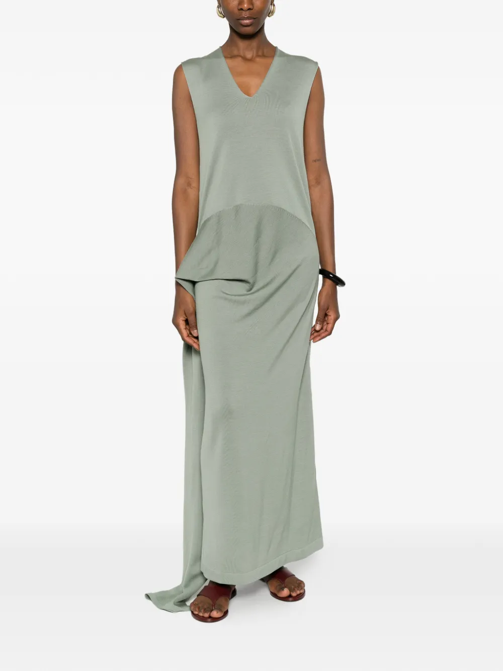 Jil Sander Gedrapeerde maxi-jurk Groen