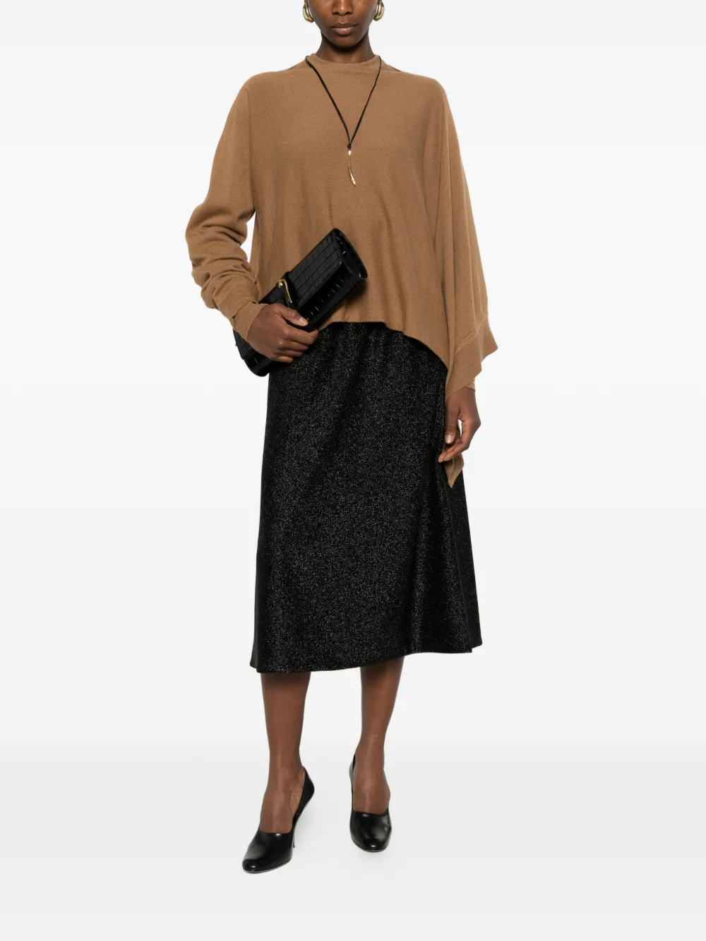 Jil Sander Elastische midi-rok Zwart