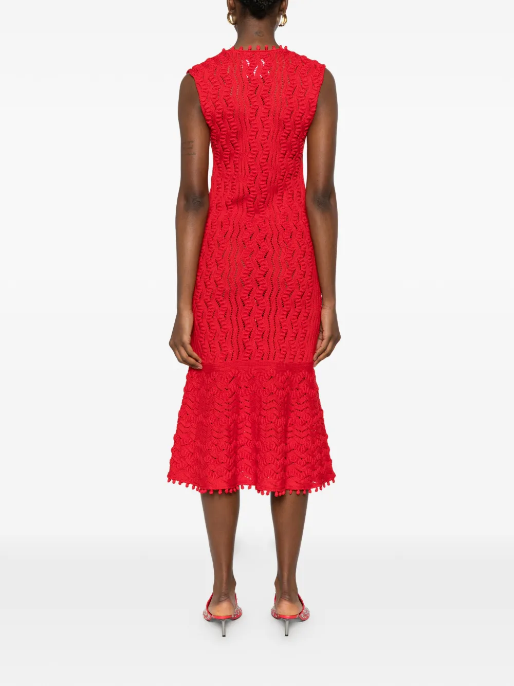 Jil Sander Katoenen gebreide jurk Rood