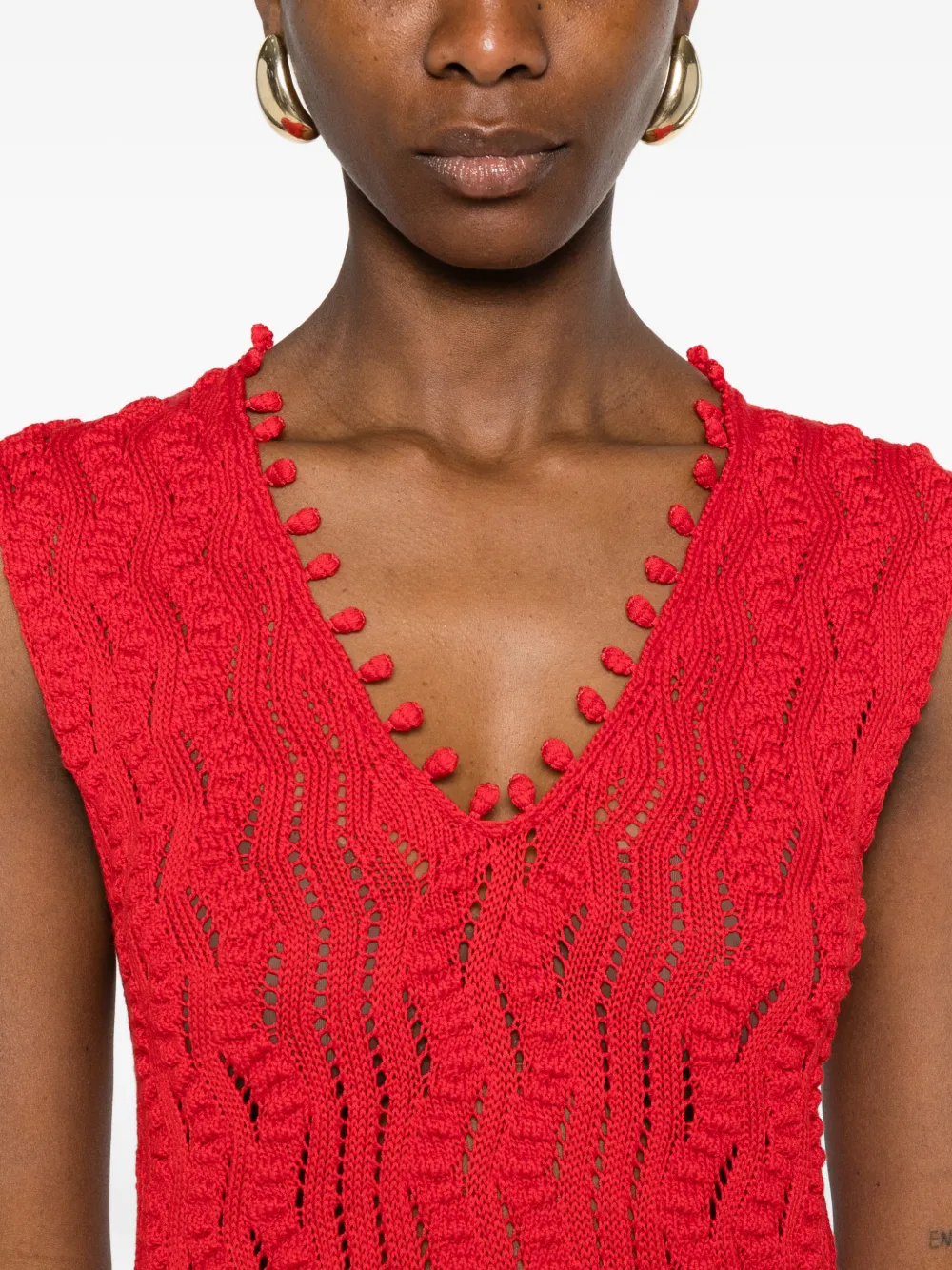 Jil Sander Katoenen gebreide jurk Rood
