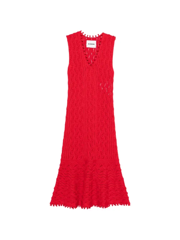 Jil Sander コットンニット ドレス | レッド | FARFETCH JP