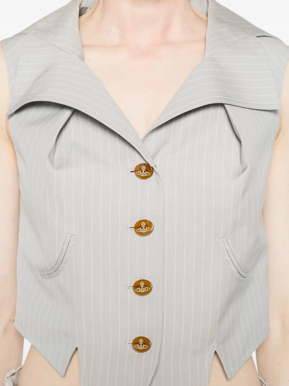 Vivienne Westwood Meryl mouwloze gilet met krijtstreep en knopen Grijs