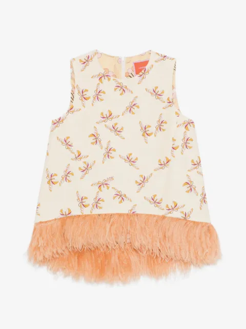La DoubleJ La Scala floral-print fringed top
