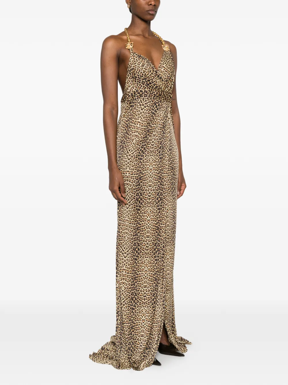 chain-strap leopard-print maxi dress