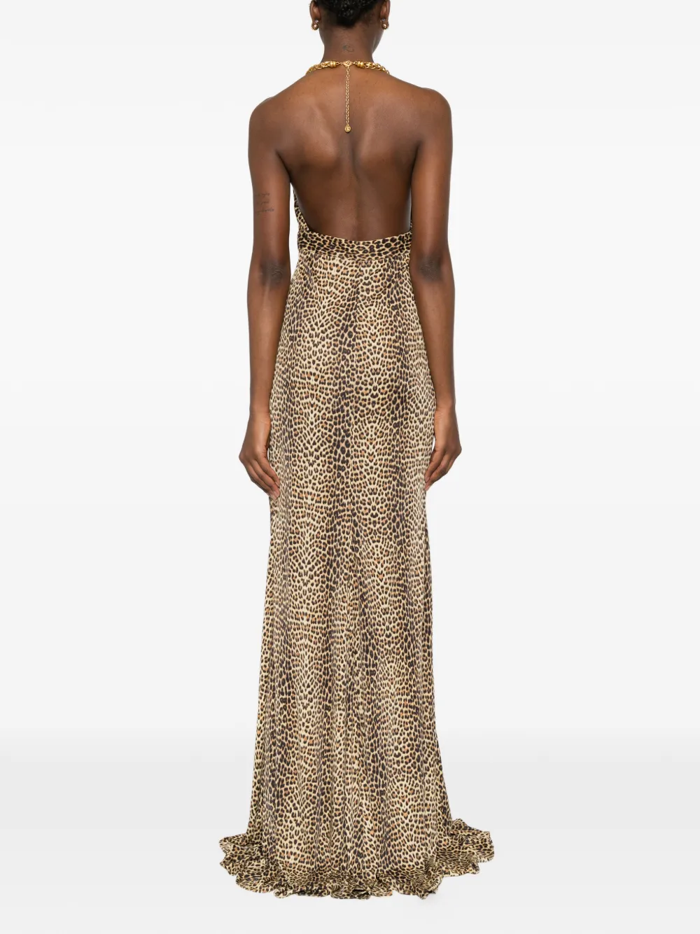 chain-strap leopard-print maxi dress