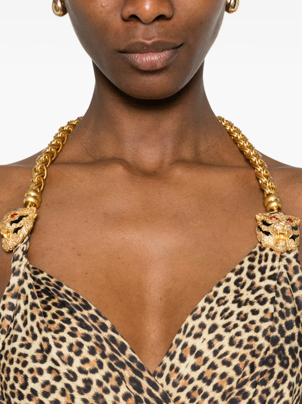 chain-strap leopard-print maxi dress