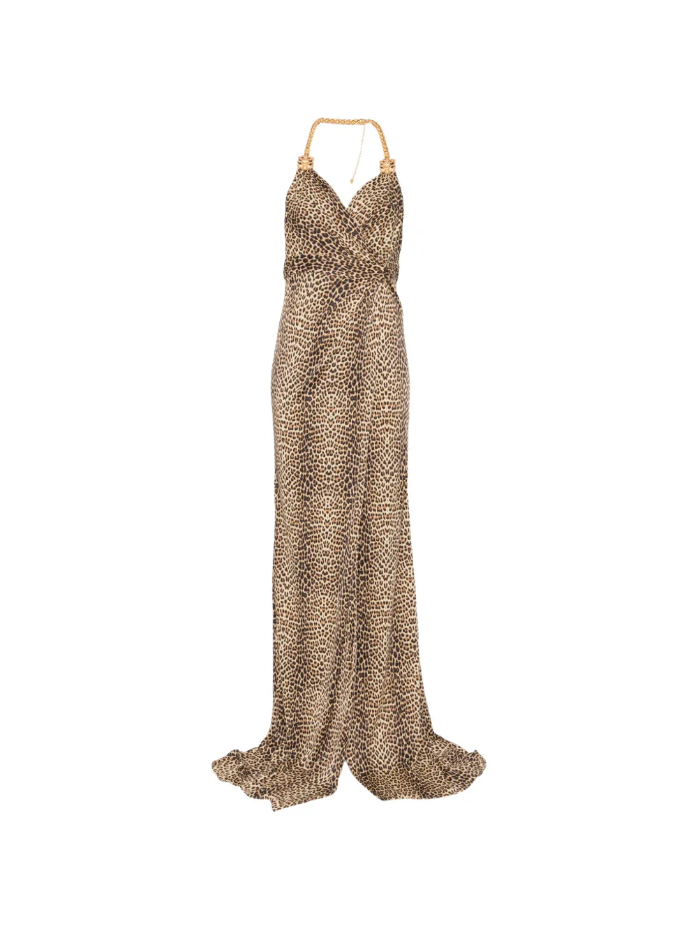 Roberto Cavalli chain-strap leopard-print maxi dress - Toni neutri