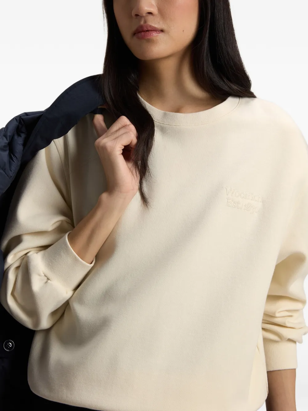 Woolrich Sweater met geborduurd logo Beige