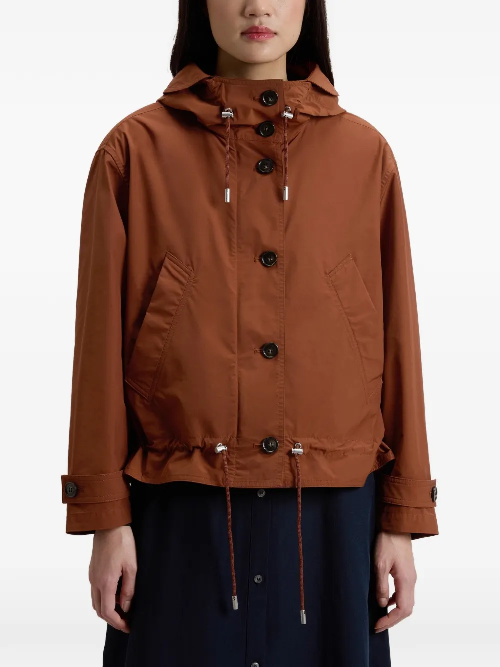  Woolrich Hooded Buttoned Jacket - Brown 