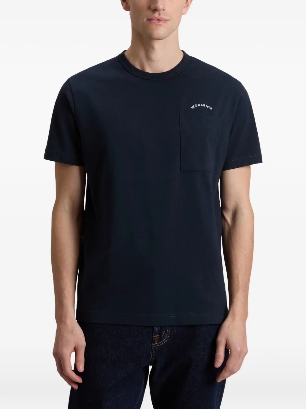  Woolrich Cotton Logo Pocket T-shirt - Blue 