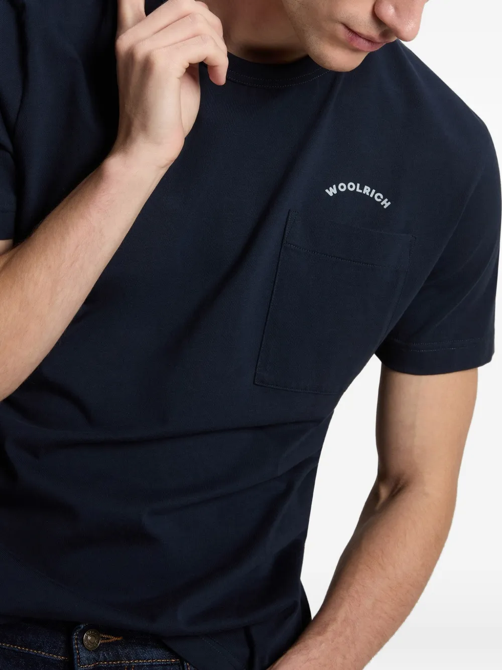 Woolrich Katoenen T-shirt met logo en zak Blauw