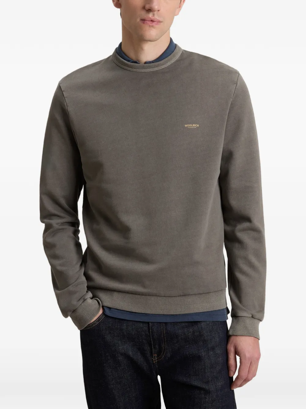 Woolrich Sweater met geribbelde details en logo Grijs