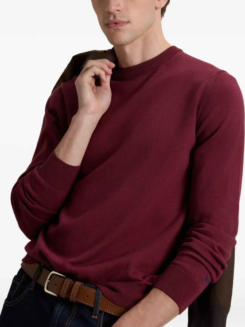 Woolrich Katoenen trui met ronde hals en logo Rood