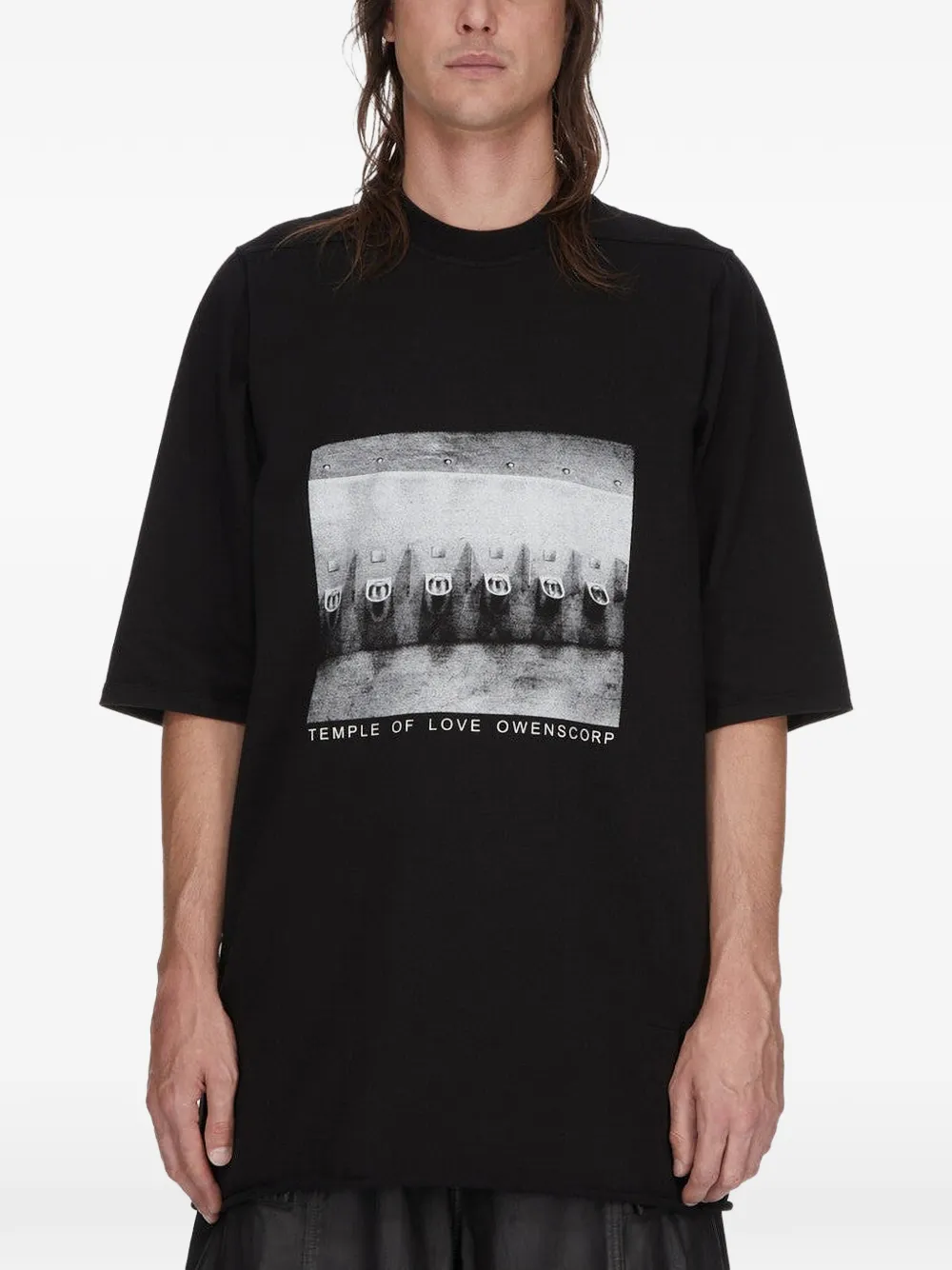 Rick Owens DRKSHDW Jumbo SS grafische print gerafeld T-shirt Bruin