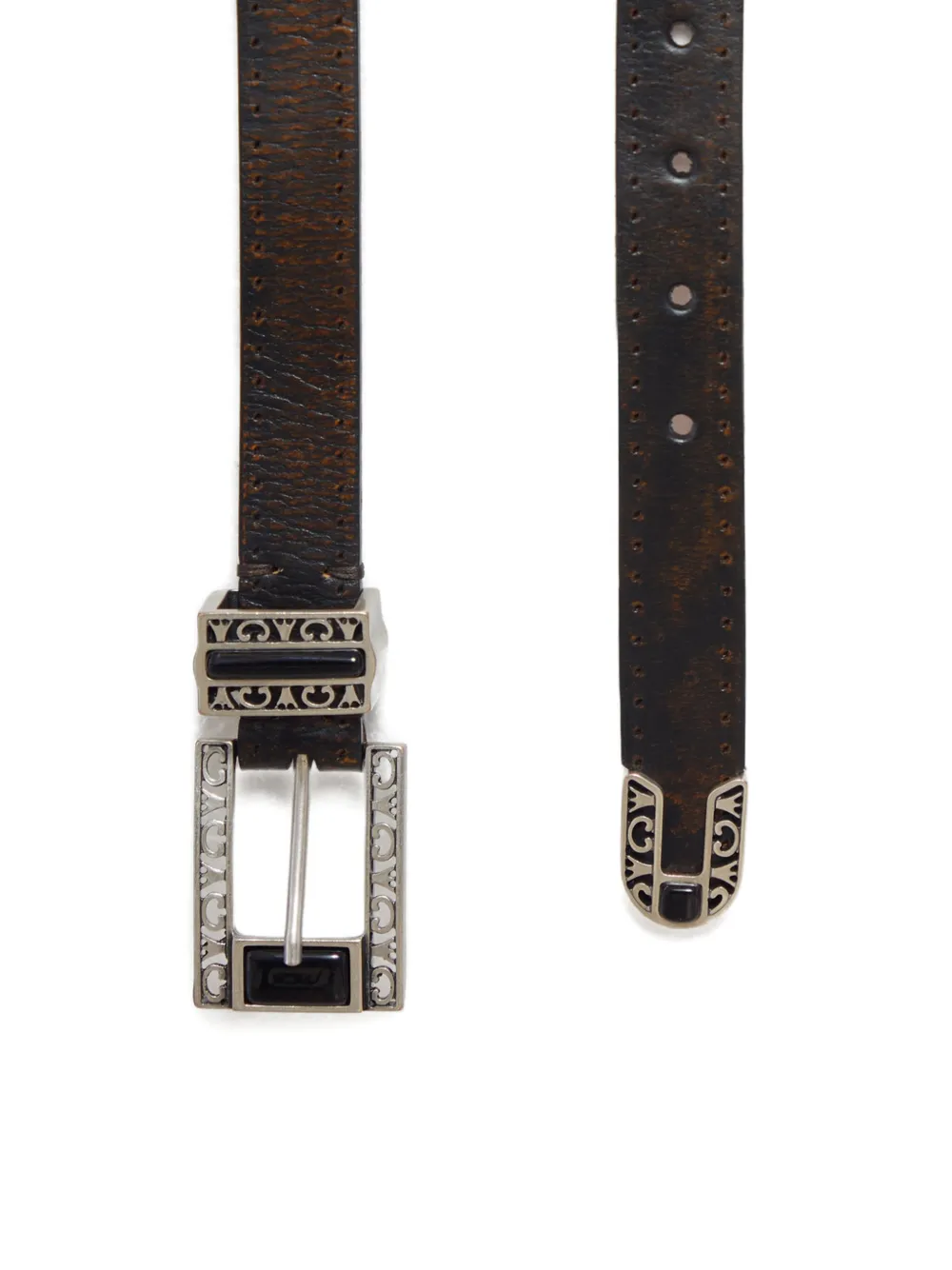 Golden Goose Leren riem met verfraaide gesp Bruin