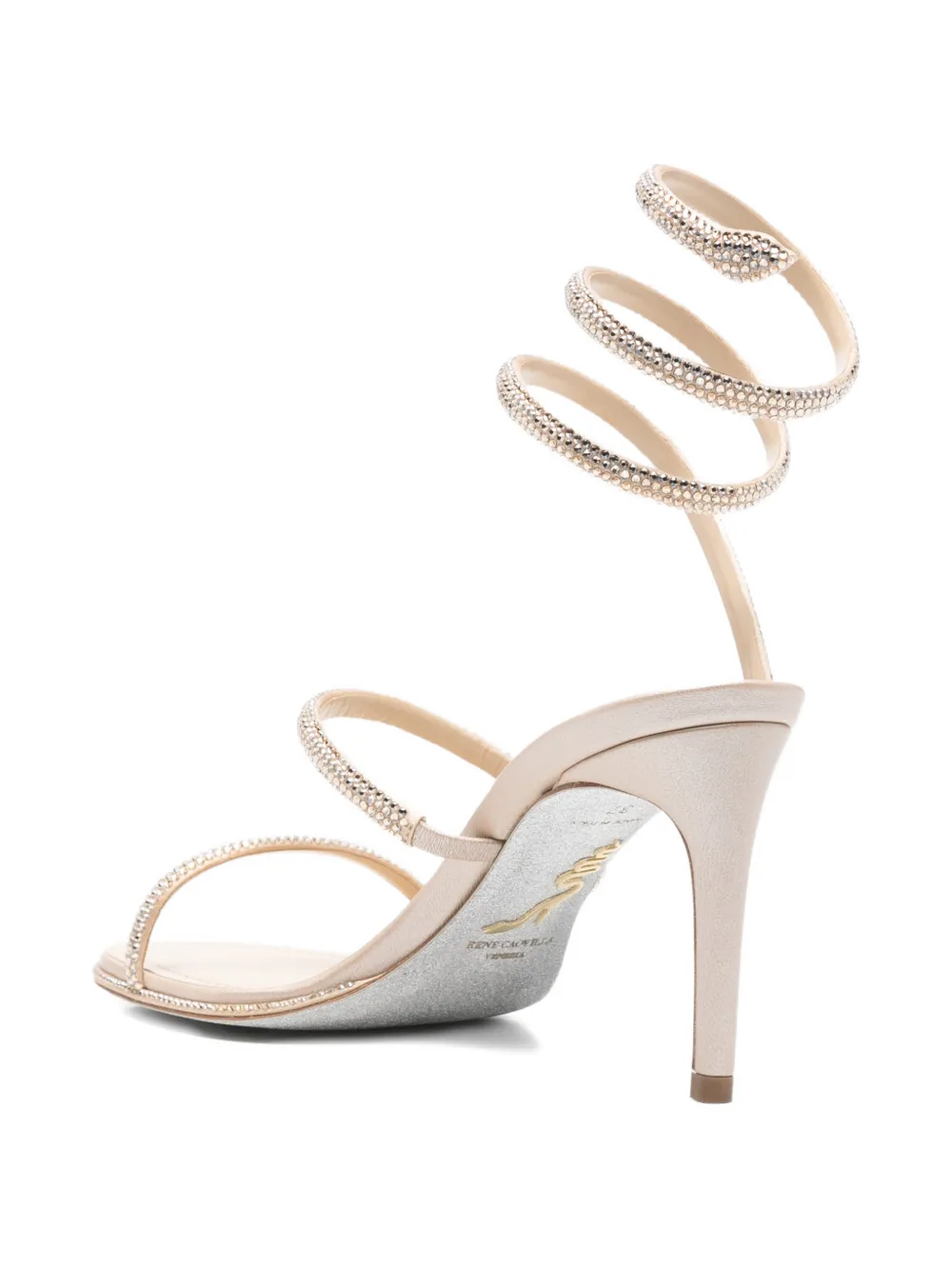 René Caovilla Cleo embellished sandals Beige