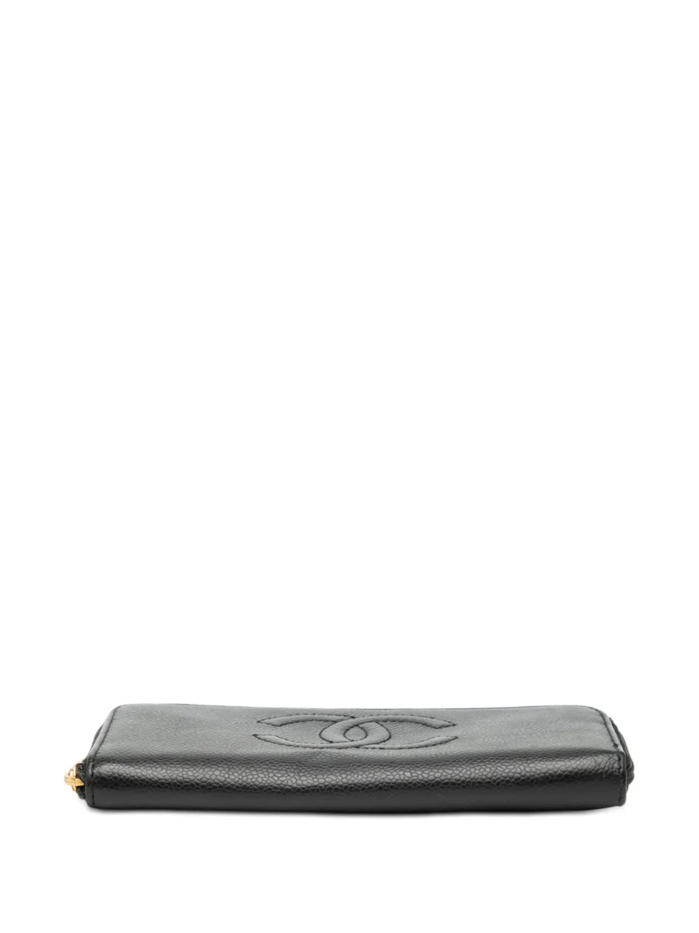  Chanel Pre-owned 1997-1999 Cc Caviar Zip Around Wallet Long Wallets - Black 
