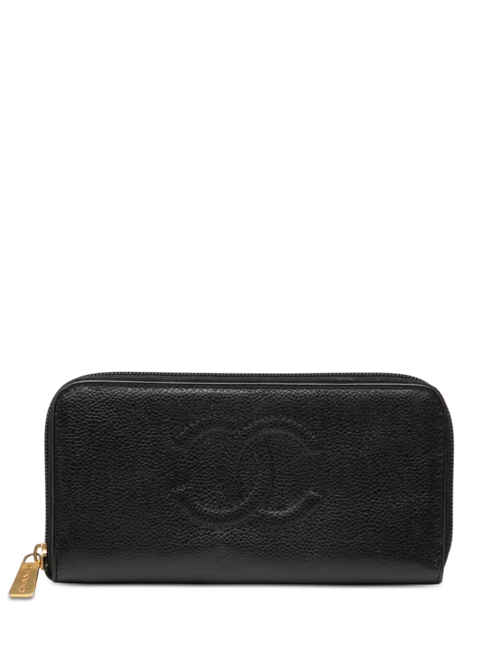 CHANEL Pre-Owned 1997-1999 CC Caviar Zip Around Wallet long wallets - Nero