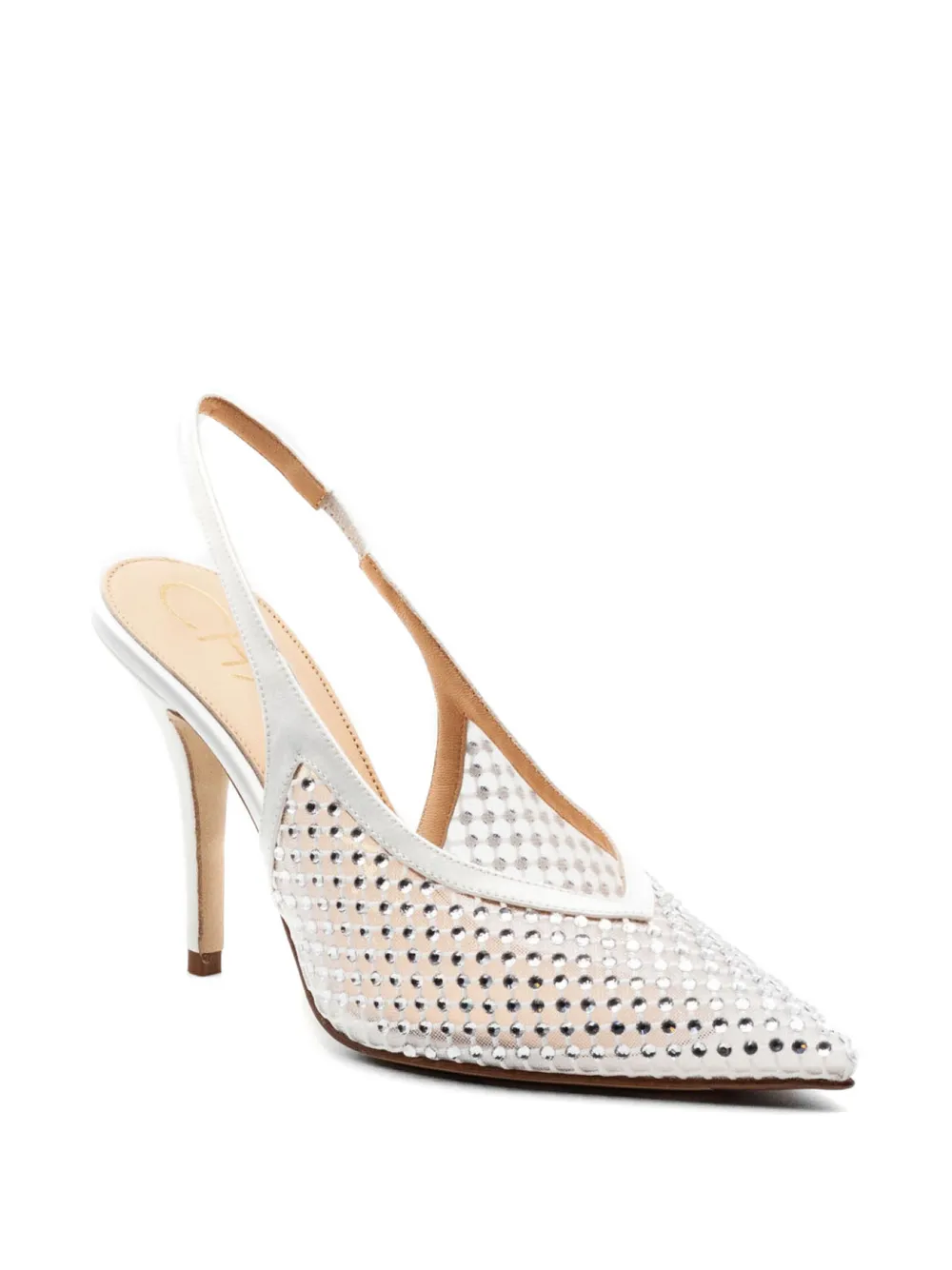 Chantal Slingback pumps verfraaid met stras Wit