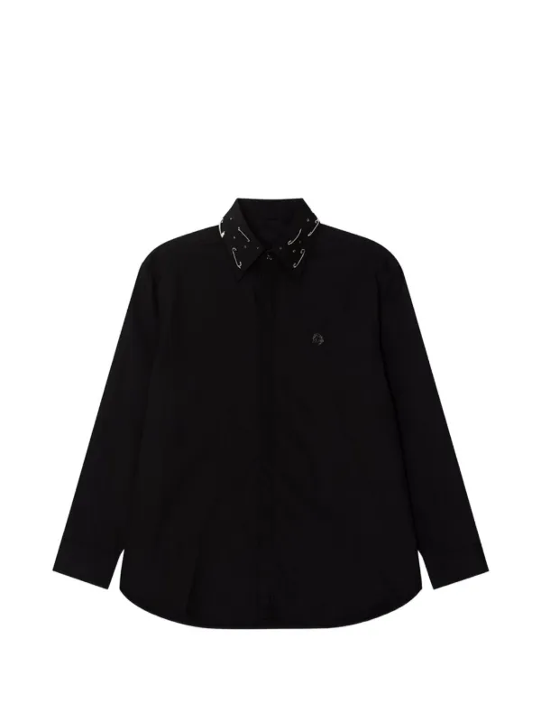 safety pin dress shirt Noir Kei Ninomiya Safety Pin Embellishment long-sleeves Shirt | Black