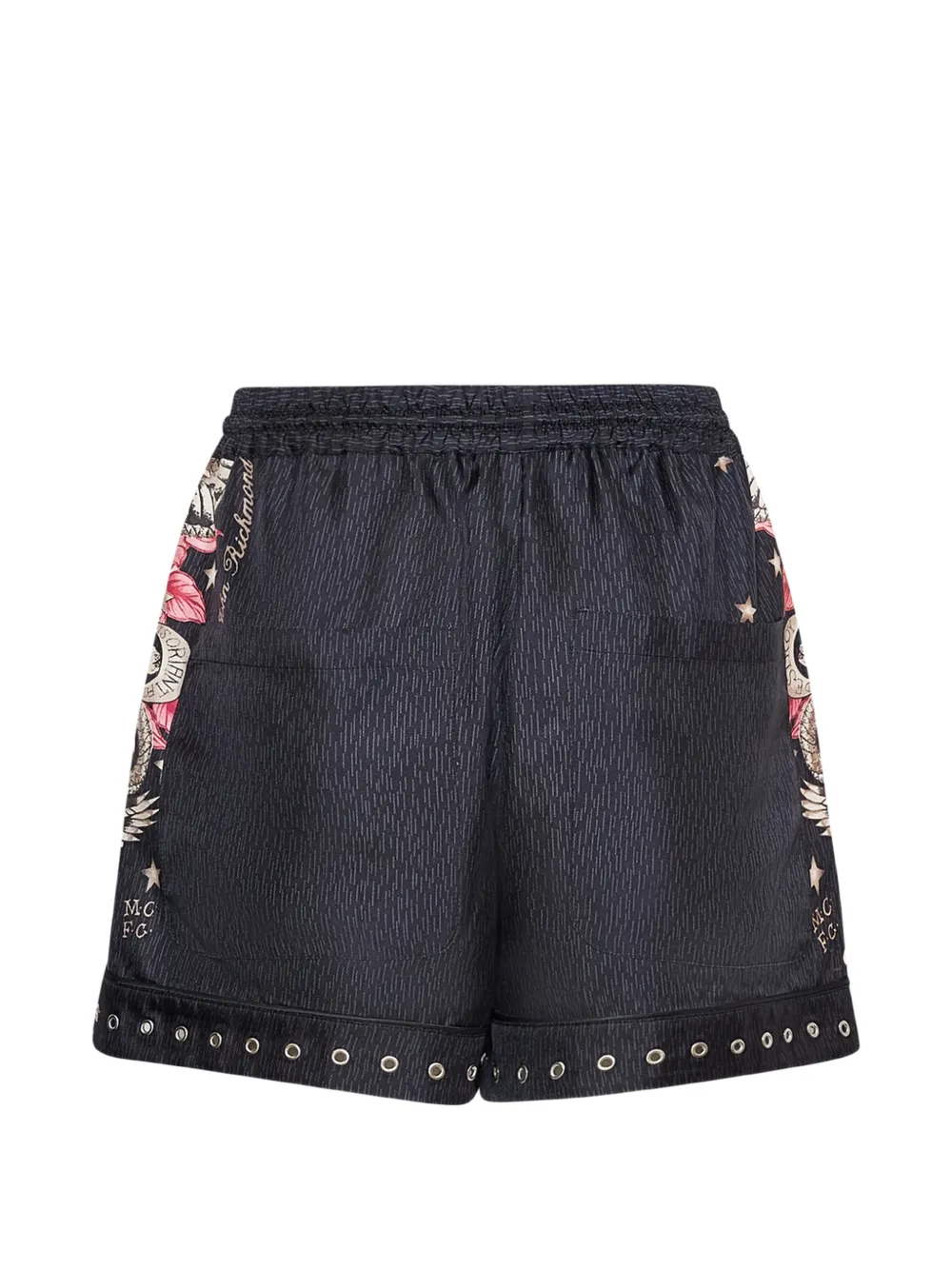 John Richmond Shorts met bloemenprint Zwart
