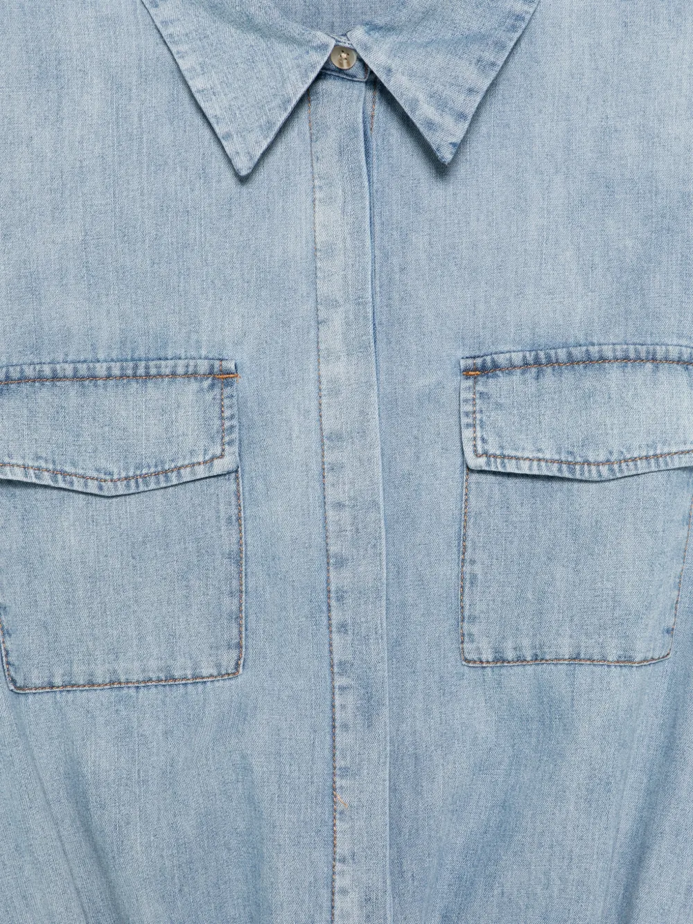 7 For All Mankind Chambray cargo mini-jurk Blauw