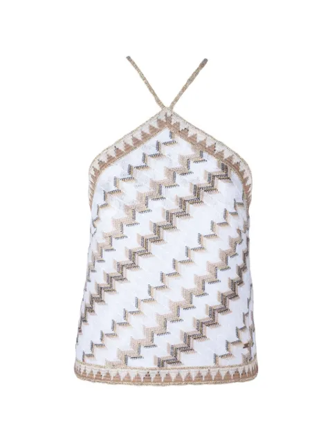 PHO FIRENZE geometric-print halterneck top