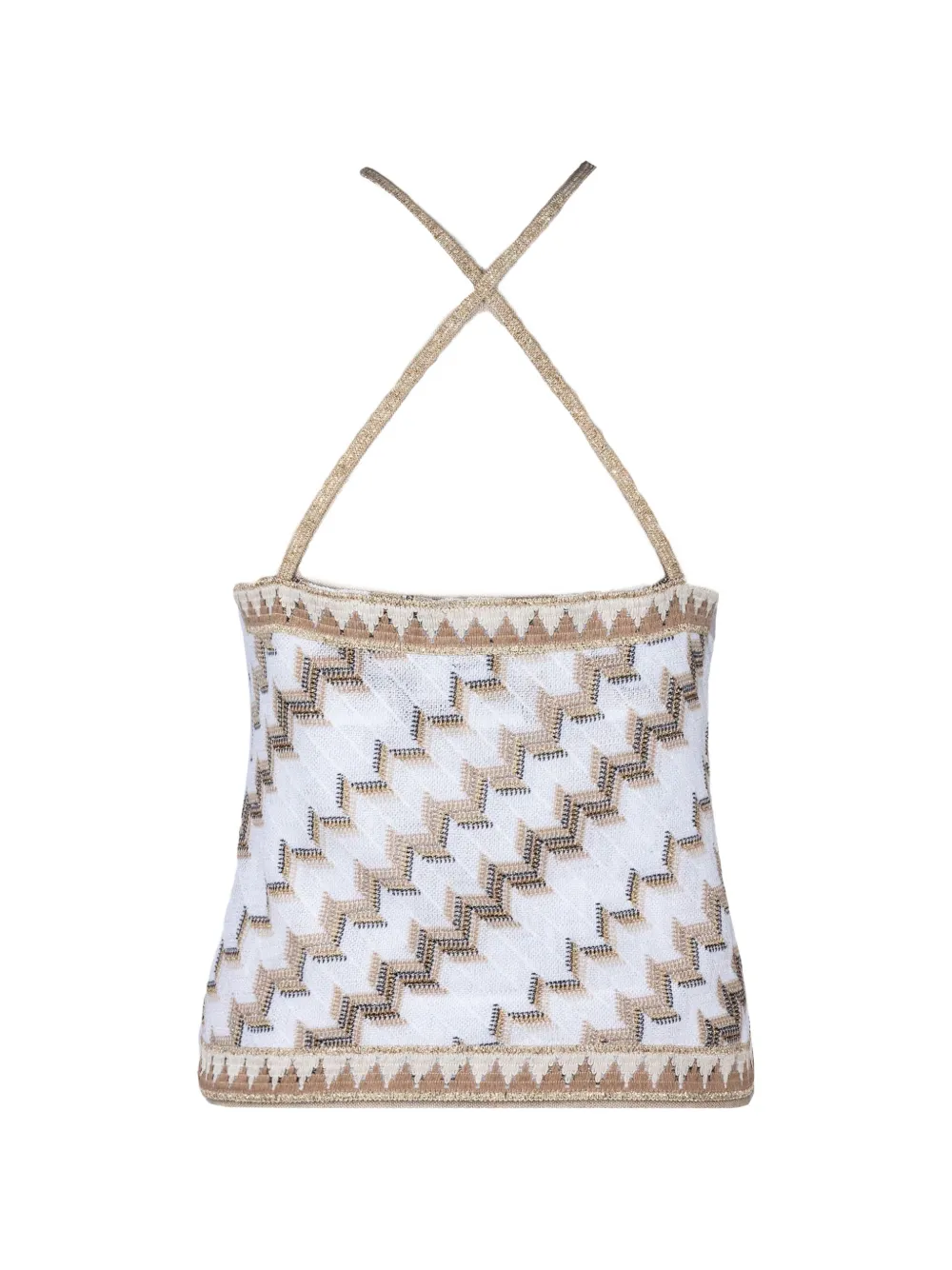 Geometric-Print Halterneck Top